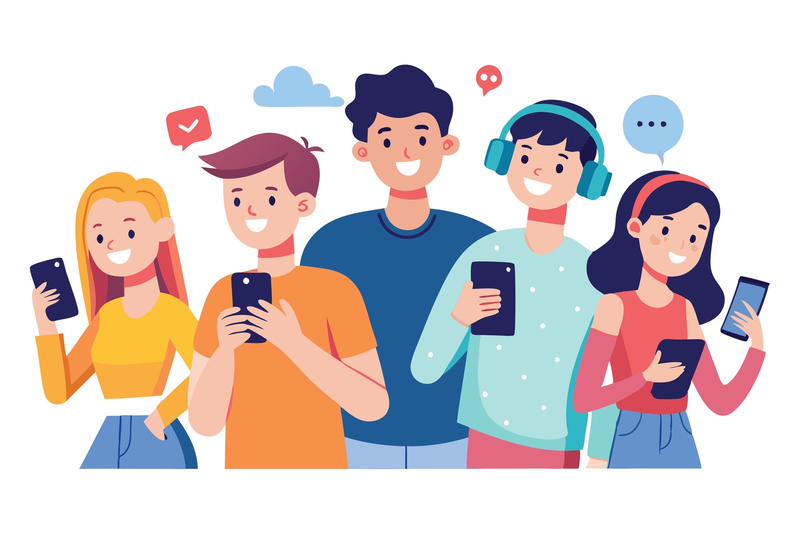 HeyyPal-Group-of-young-people-with-phones-and-headphone